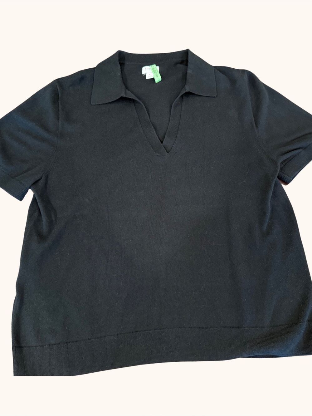 J.Crew Black Short Sleeve Knit Polo Sweater Size L
